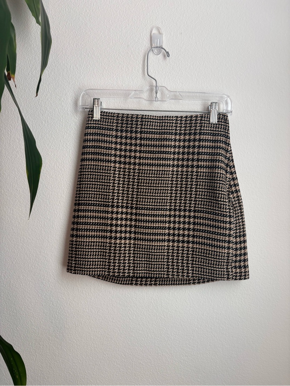 H&M Black and Cream & Brown Fall Plaid Mini Skirt